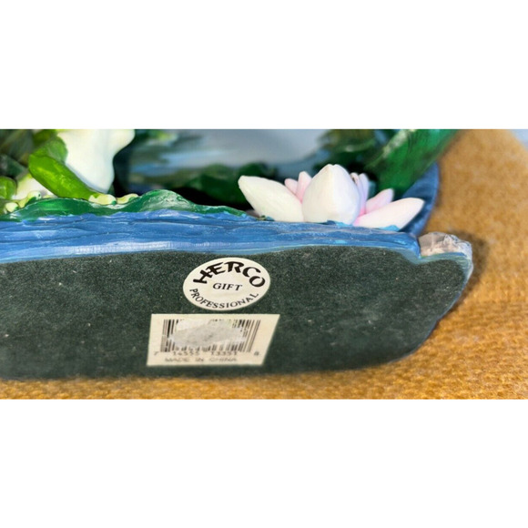 Herco Plate Frogs Ceramic 3-D Plate Statue Figurine Frogs, Waterlilies Gift - Picture 10 of 16